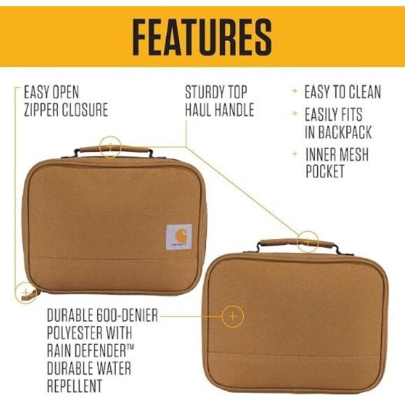 Carhartt Insulted 4 Can Lunch Bag Zip NWT $26 Black Handle - Picture 5 of 9